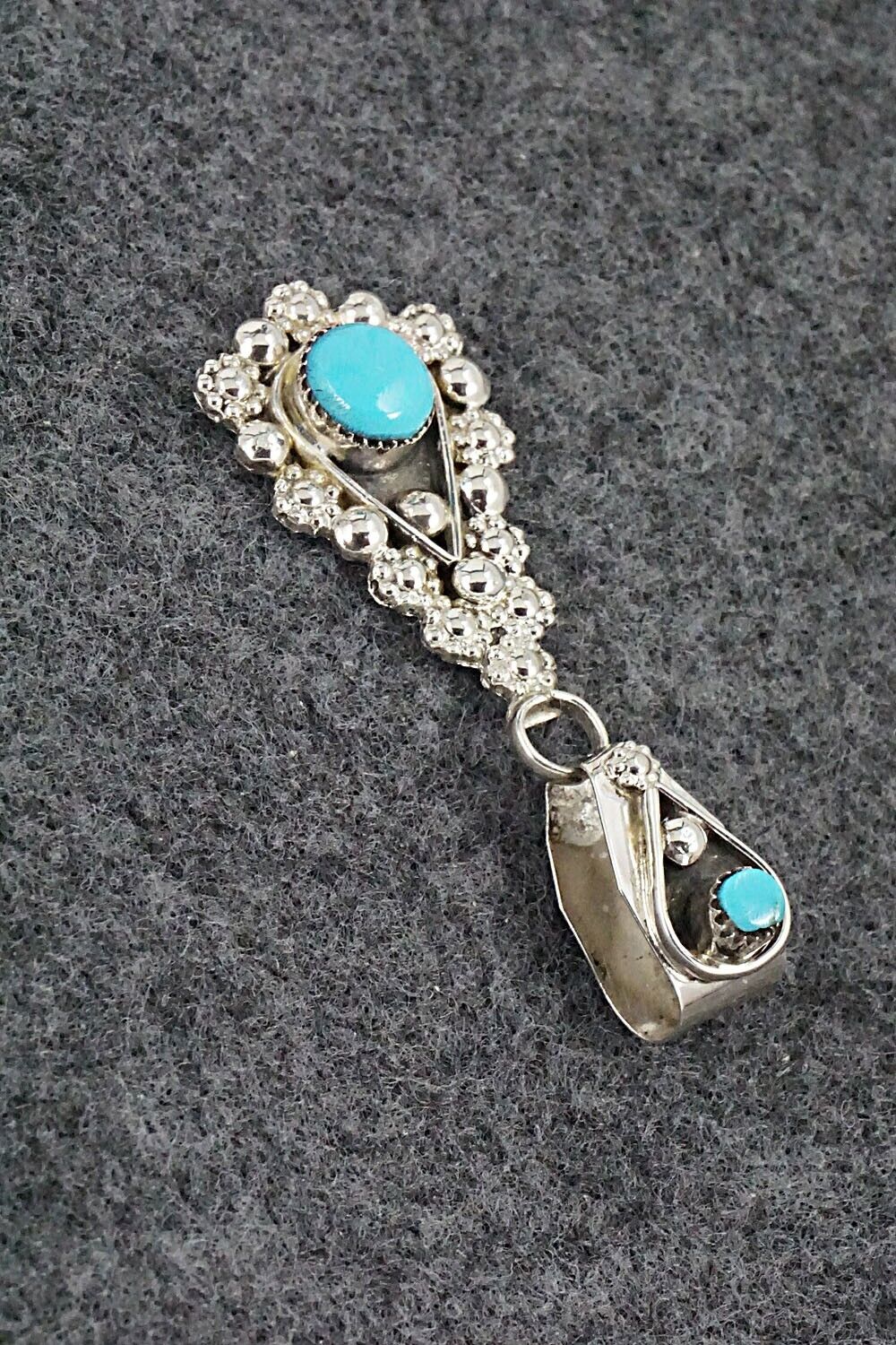 Turquoise and Sterling Silver Pendant - Verdie Booqua