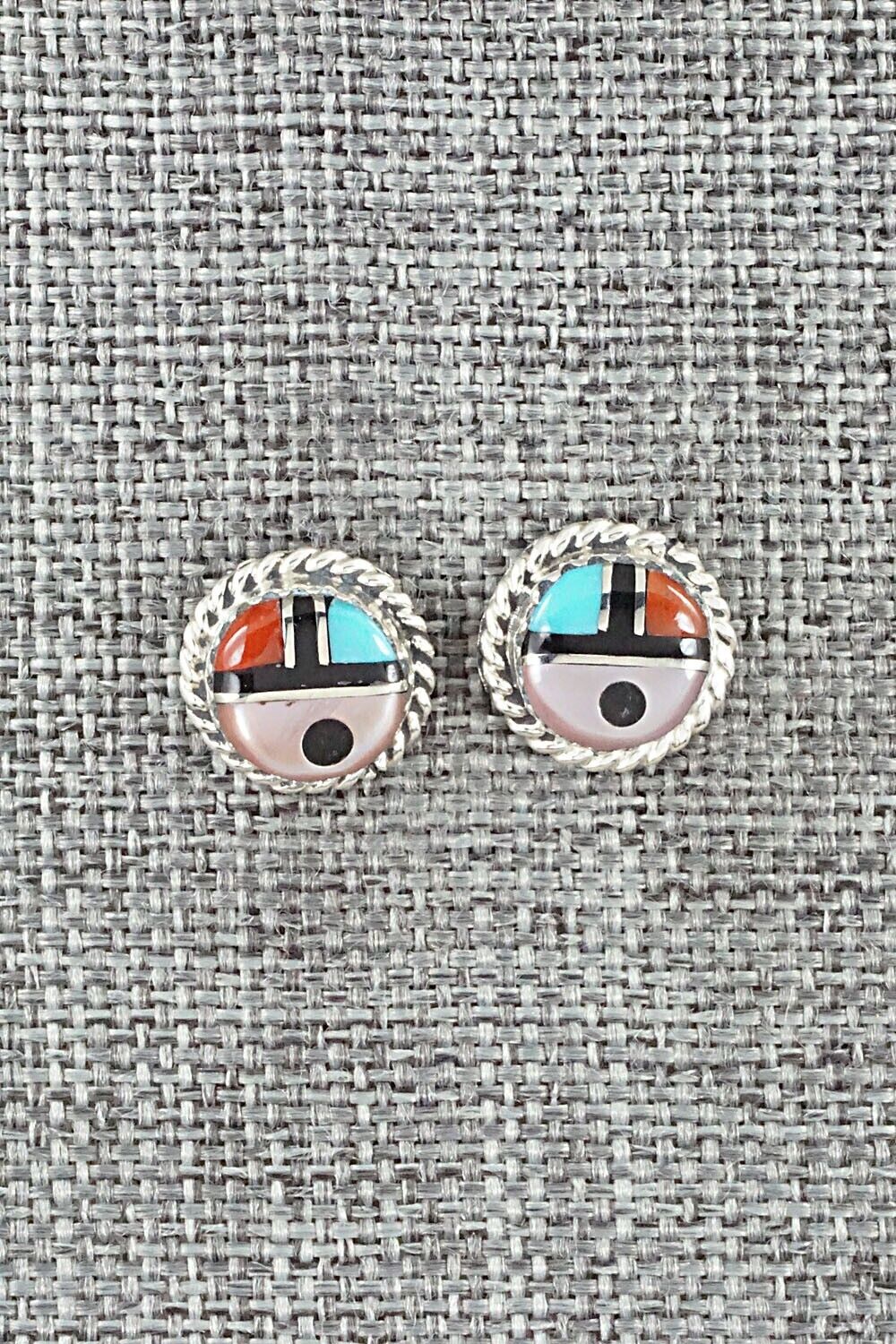 Multi Stone Inlay & Sterling Silver Earrings - Elvira Kiyite