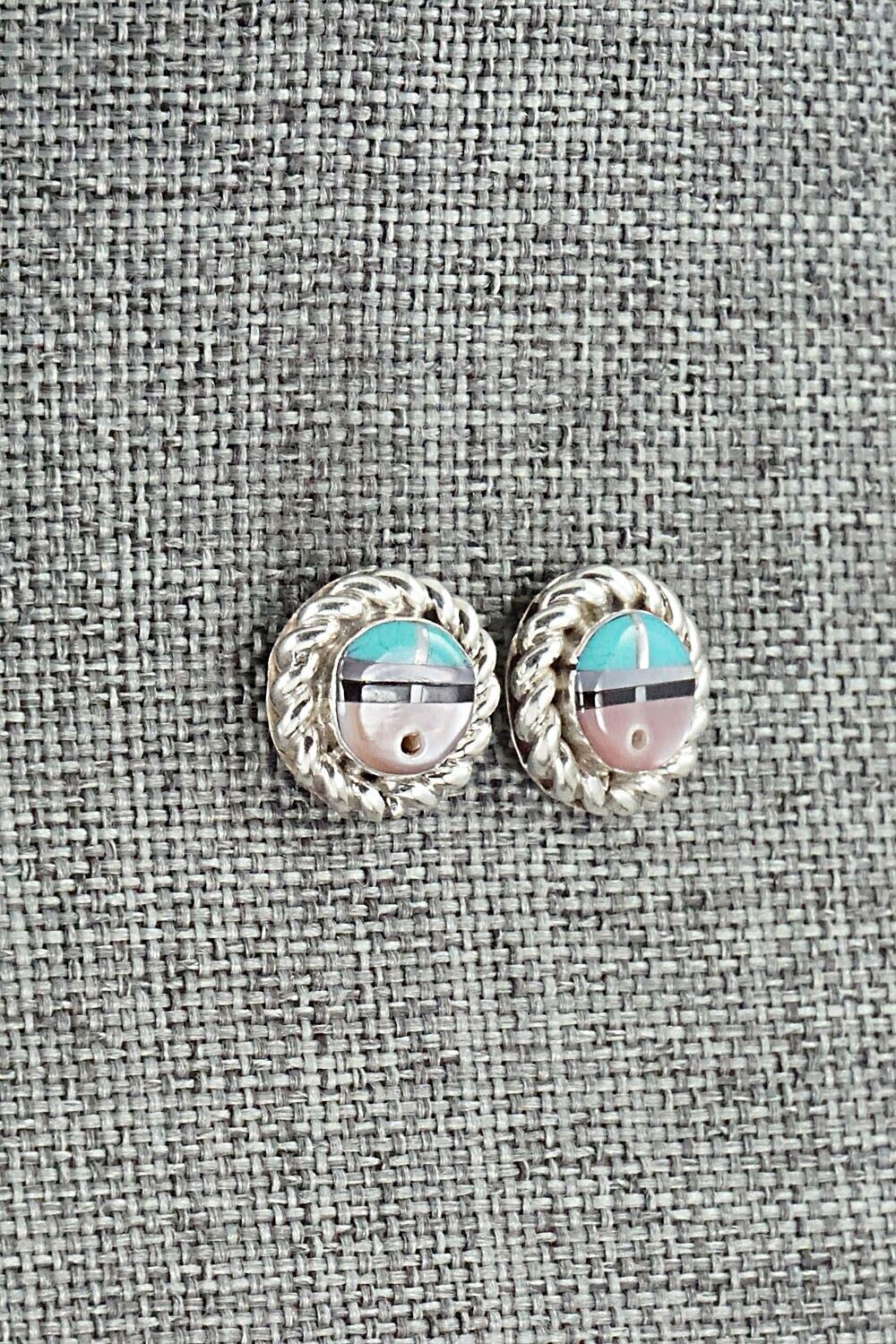 Multi Stone Inlay & Sterling Silver Earrings - Dave Lalio