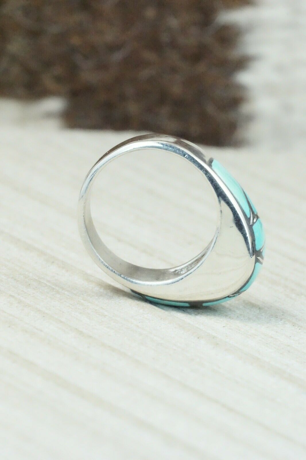 Turquoise & Sterling Silver Ring - Orena Leekya - Size 5.75