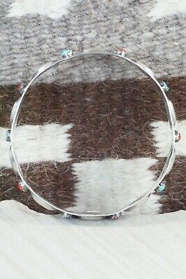 Turquoise, Coral & Sterling Silver Bangle - Tim Yazzie