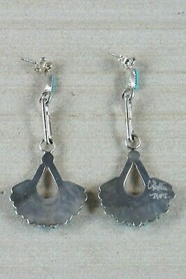Zuni Turquoise & Sterling Silver Earrings - Carlene Hattie - High Lonesome Trading