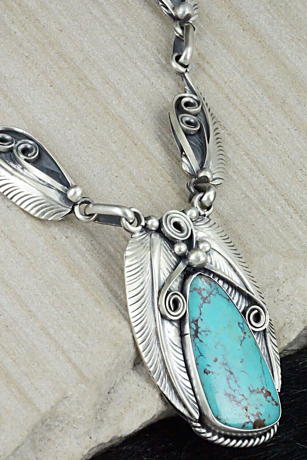Turquoise & Sterling Silver Necklace - Davey Morgan