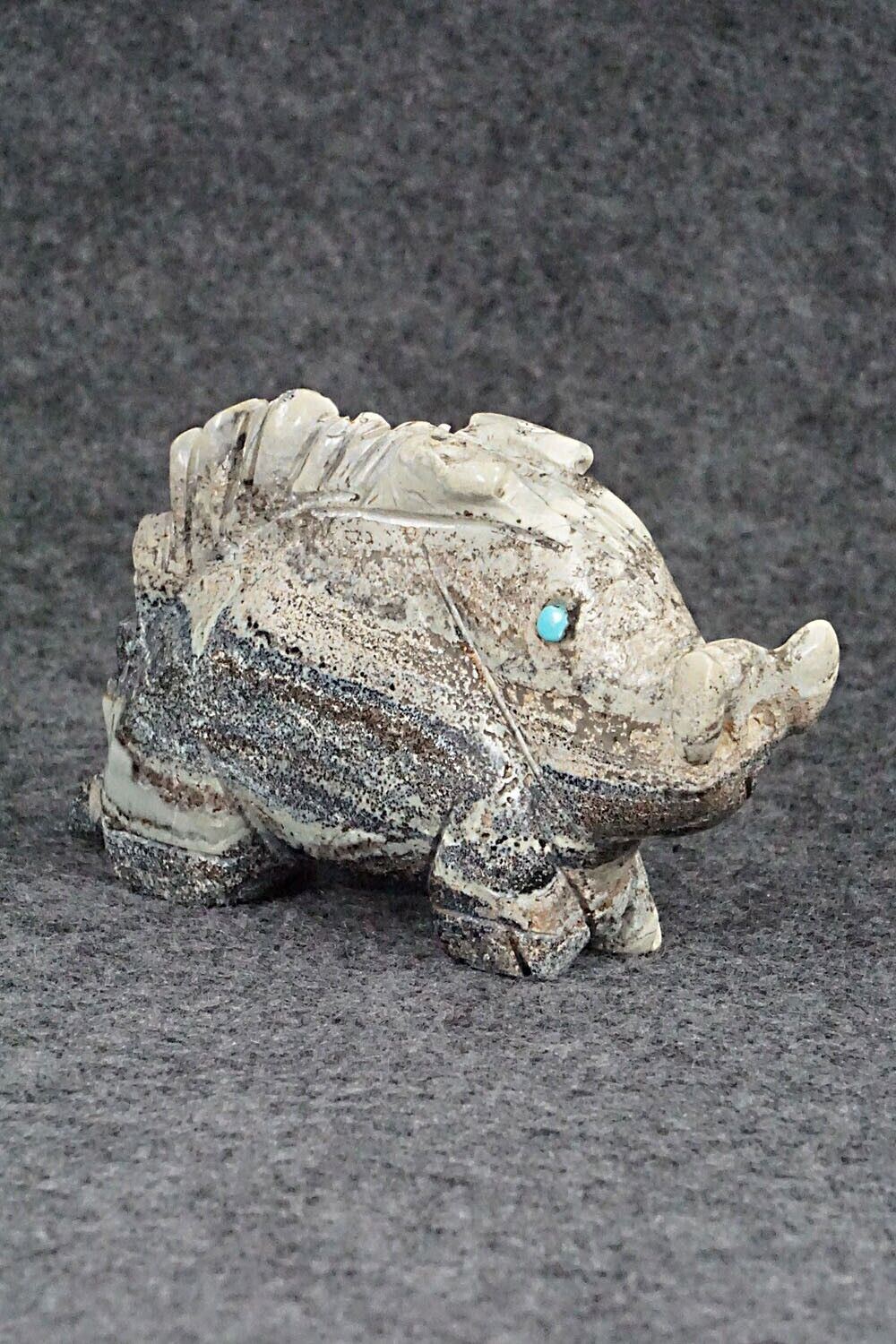 Razorback Hog Zuni Fetish Carving - Louise Ponchuella