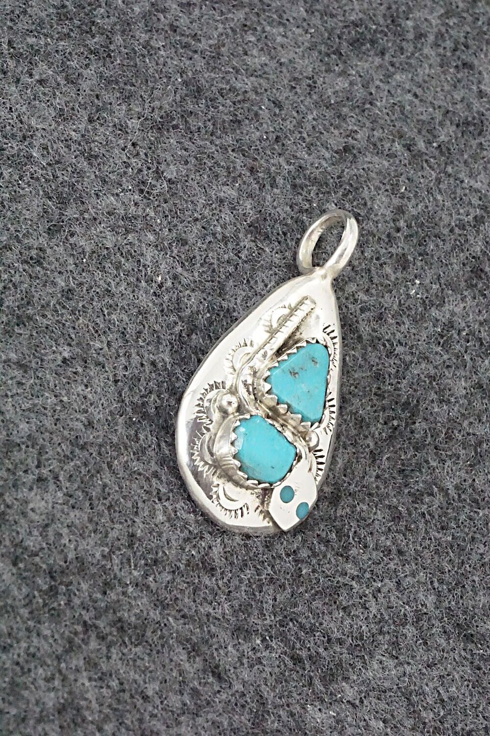 Turquoise and Sterling Silver Pendant - Joy Calavaza