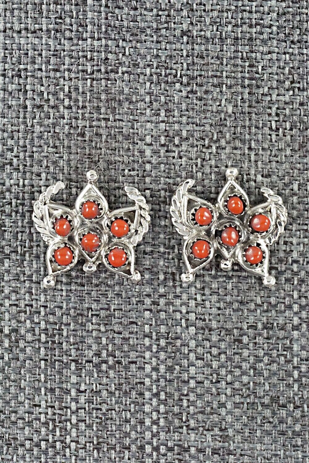 Coral & Sterling Silver Earrings - Wayne Johnson