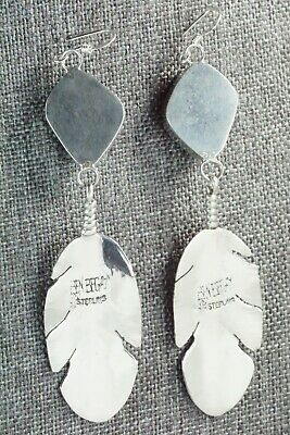 Turquoise & Sterling Silver Feather Earrings - Ben Begay - High Lonesome Trading