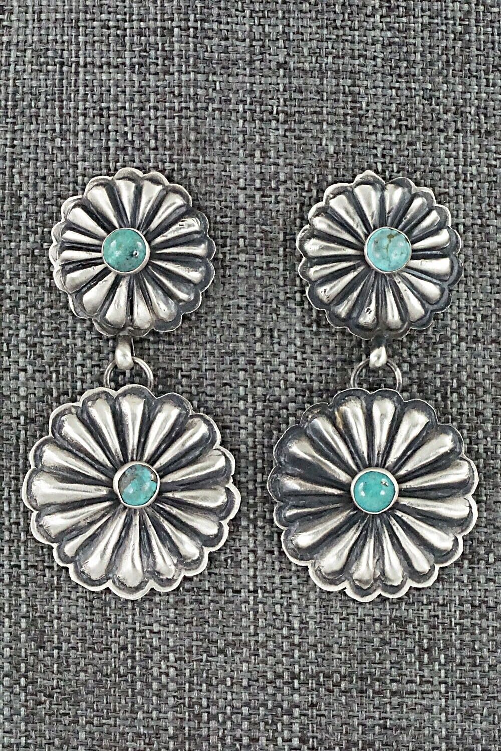 Turquoise and Sterling Silver Earrings - Eugene Charley