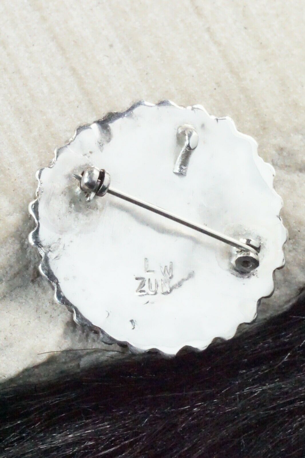 Coral & Sterling Silver Pendant / Pin - Lorencita Walela - High Lonesome Trading