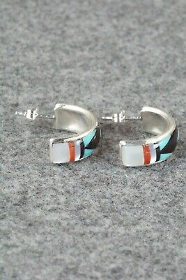 Multi Stone Inlay & Sterling Silver Earrings - Delberta Boone