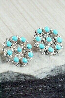 Turquoise and Sterling Silver Earrings - Terrance Panteah & Tammy Johnson - High Lonesome Trading