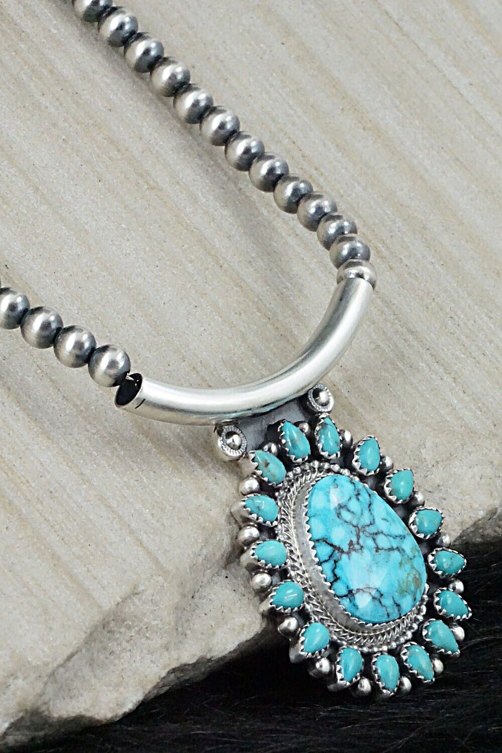 Turquoise & Sterling Silver Necklace - Tom Lewis