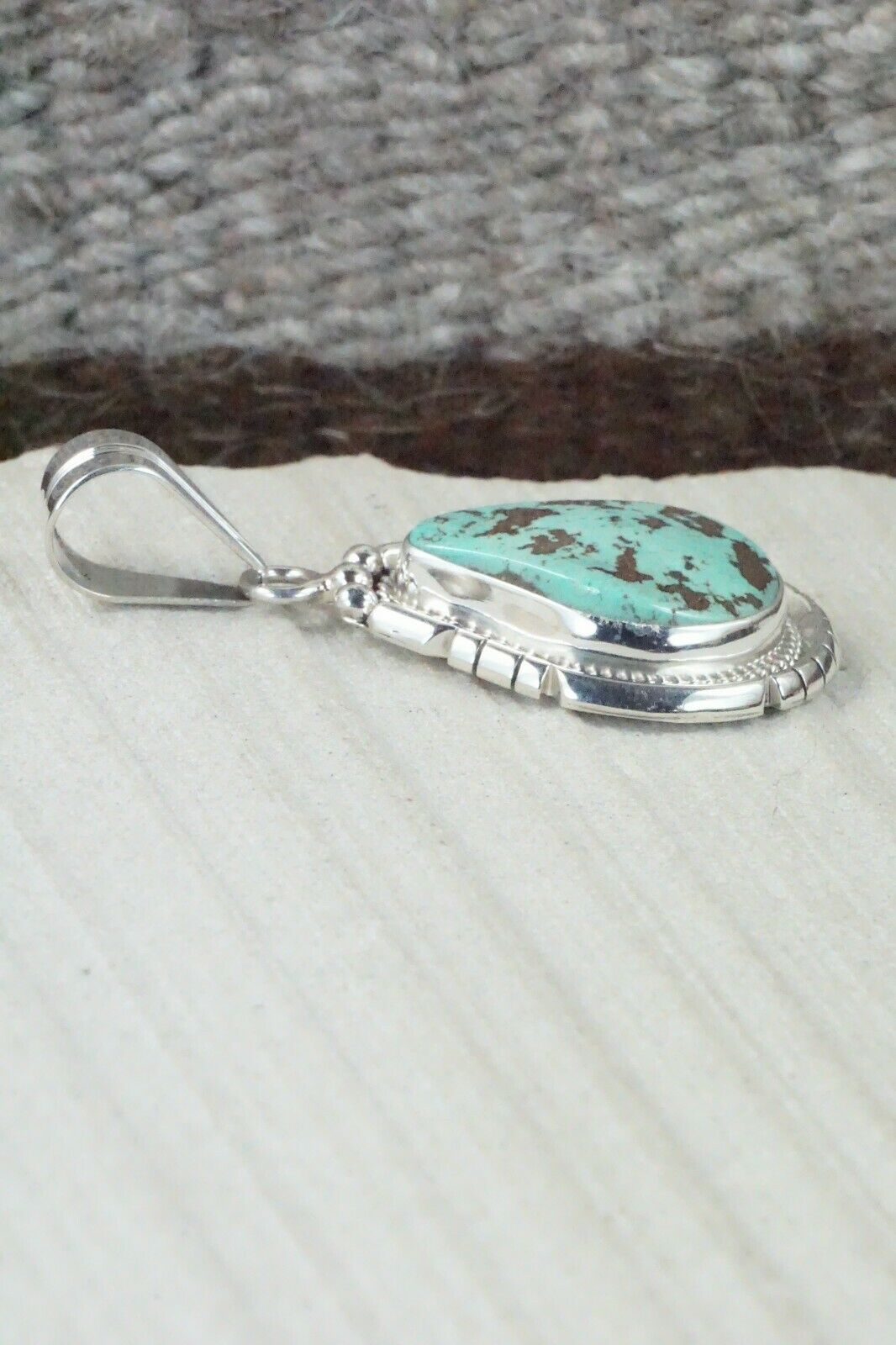 Turquoise & Sterling Silver Pendant - Samuel Yellowhair