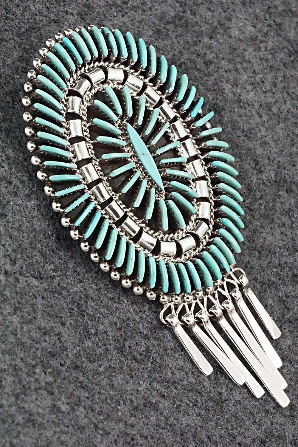 Turquoise & Sterling Silver Pendant/Pin - Edmund Cooeyate