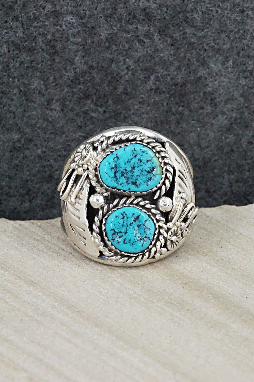 Turquoise & Sterling Silver Ring - Leonard Spencer - Size 11.75