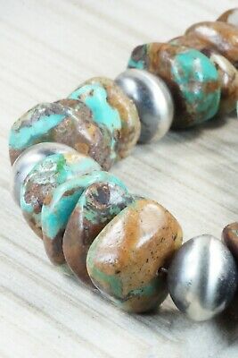 Turquoise & Sterling Silver Navajo Pearl Necklace - Doreen Jake
