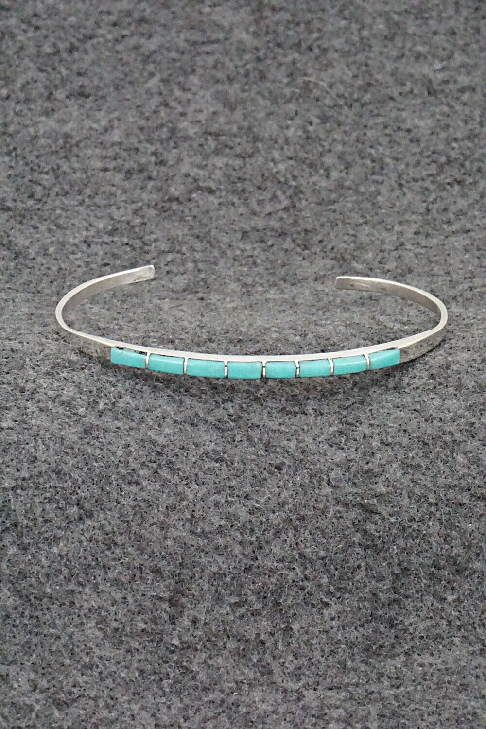 Turquoise & Sterling Silver Inlay Bracelet - Jeanette Chavez