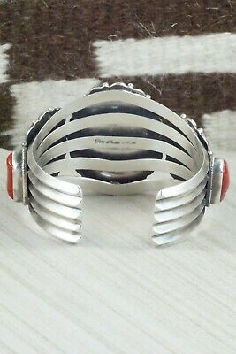 Turquoise, Coral and Sterling Silver Bracelet - Tom Lewis