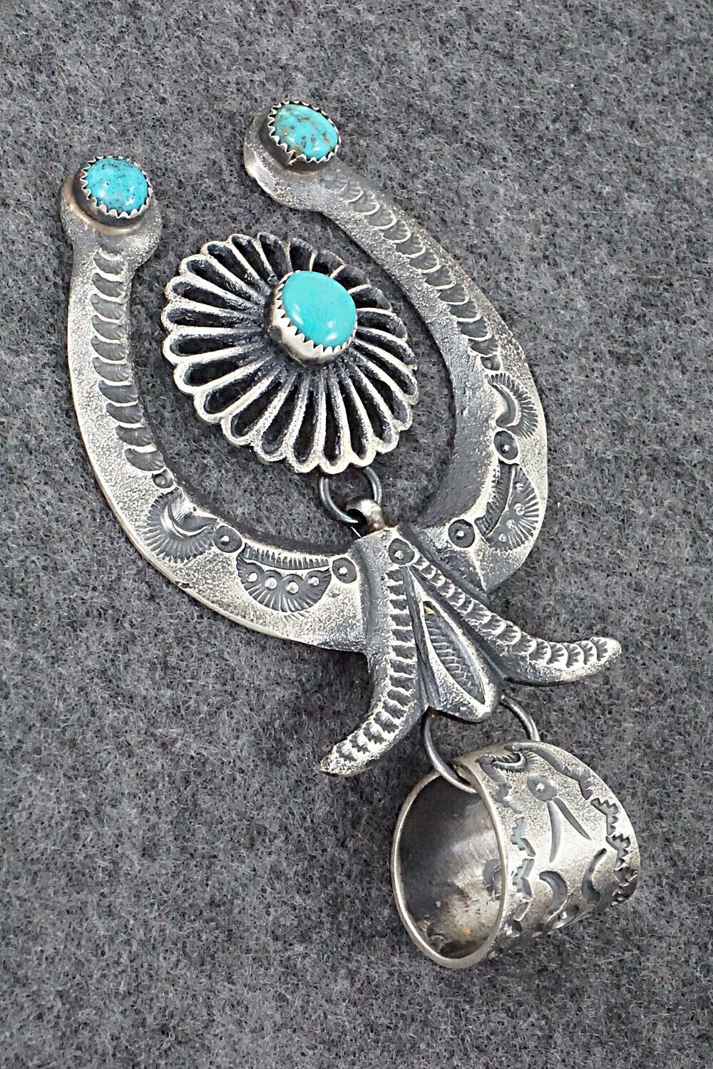 Turquoise and Sterling Silver Naja Pendant - Eva Cayatineto