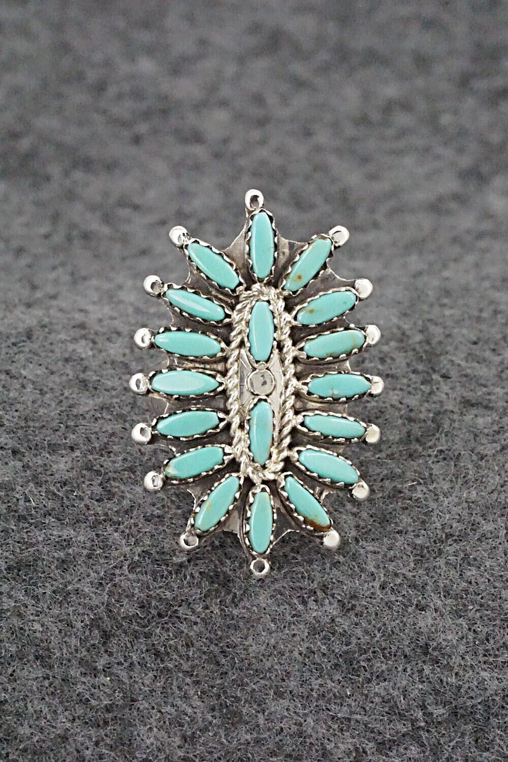Turquoise & Sterling Silver Ring - Nathaniel Nez - Size 7