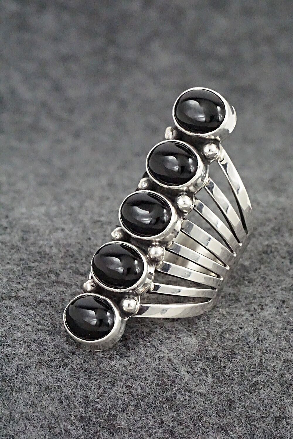 Onyx & Sterling Silver Ring - Thomas Yazzie - Size 9.5