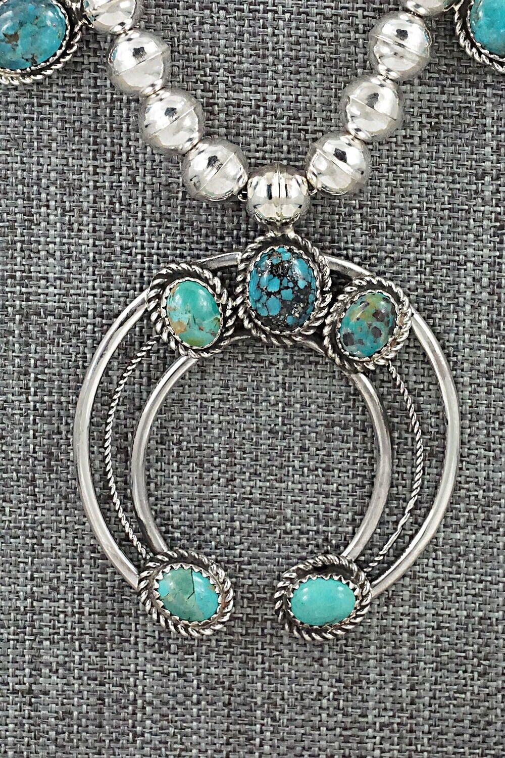 Turquoise & Sterling Silver Squash Blossom Necklace - Phil Garcia