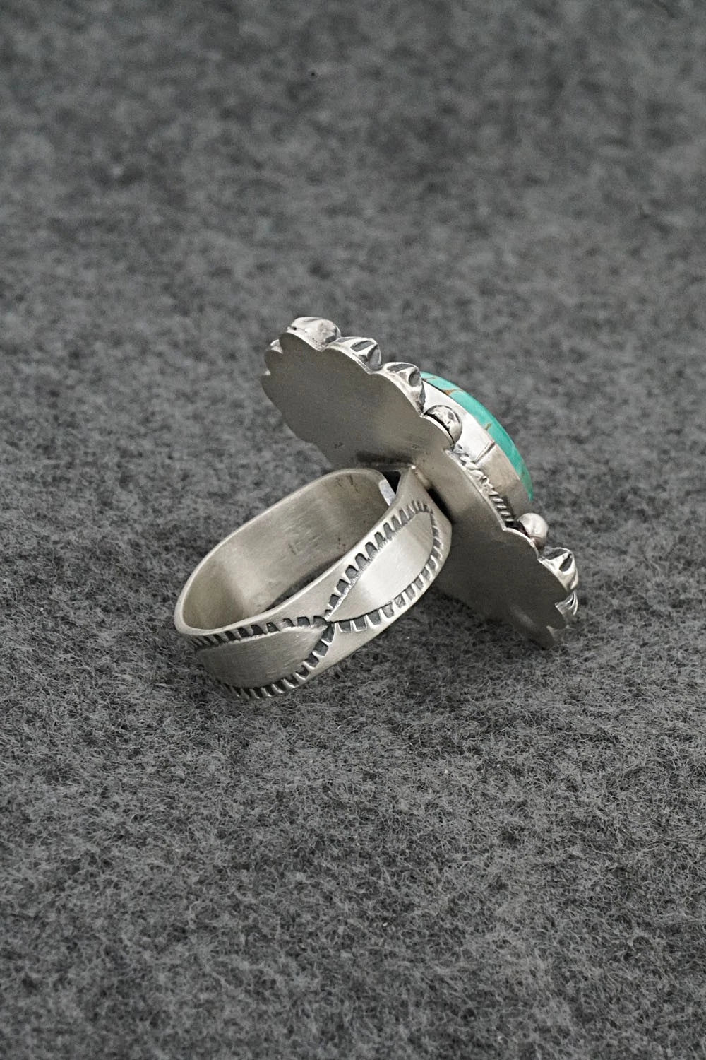 Turquoise & Sterling Silver Ring - Cordell Platero - Size Adjustable