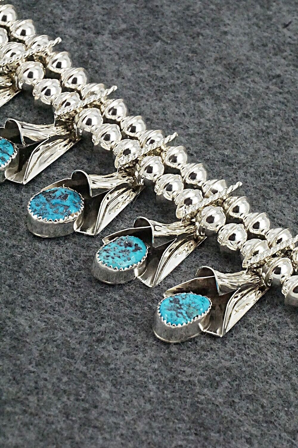 Turquoise & Sterling Silver Squash Blossom Set - Louise Yazzie