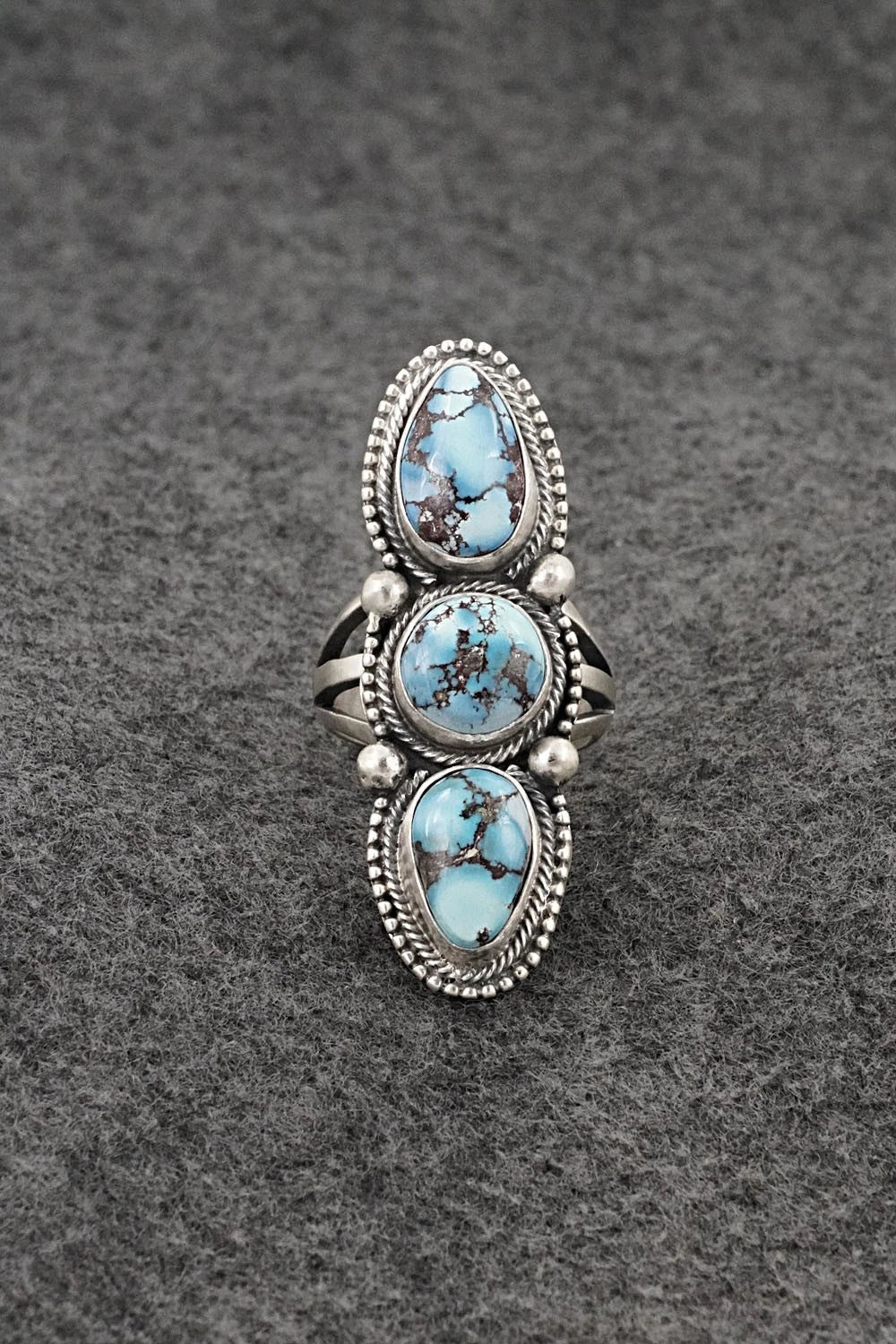 Turquoise & Sterling Silver Ring - Bobby Johnson - Size 7.5