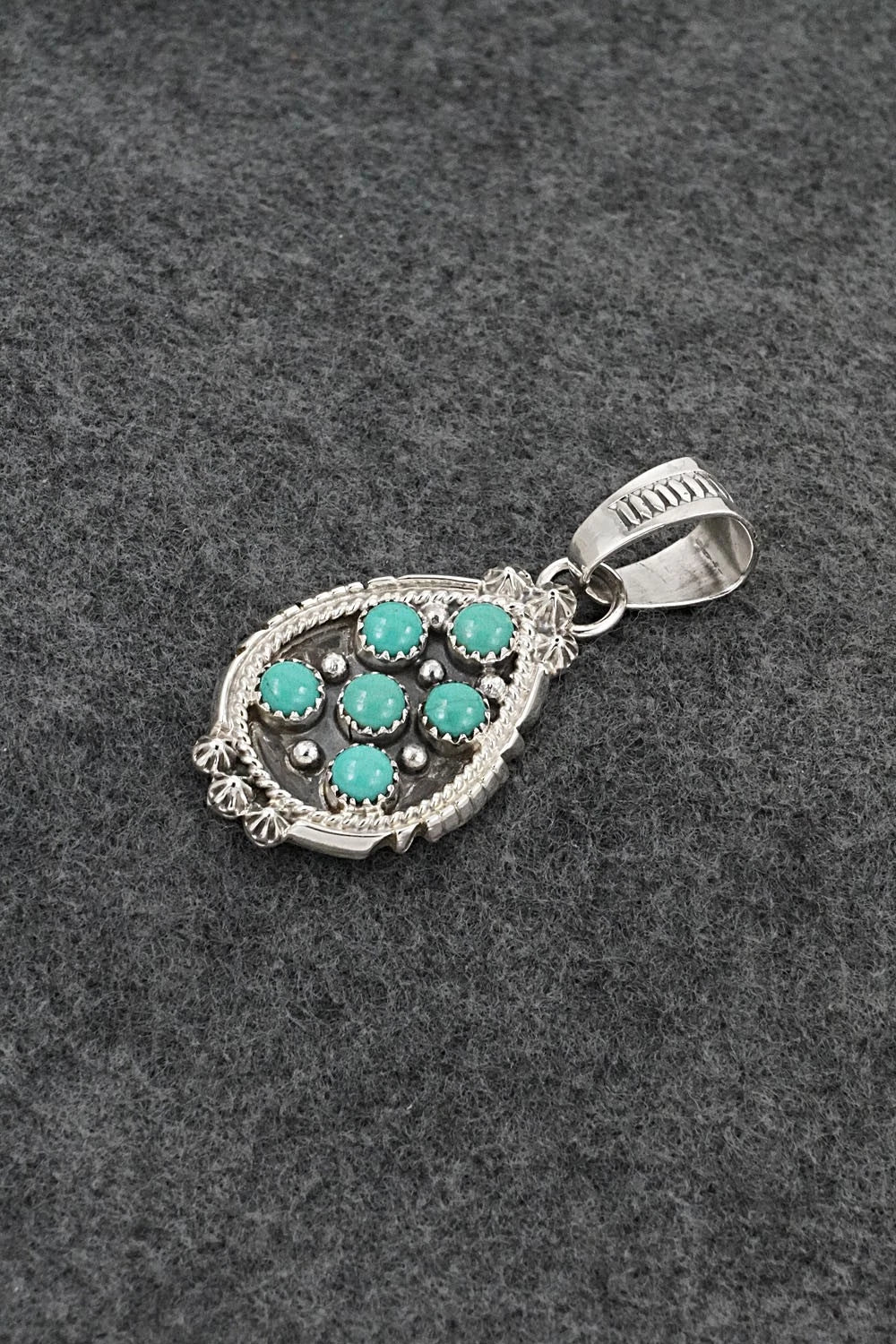 Turquoise & Sterling Silver Pendant - Kenny Lonjose