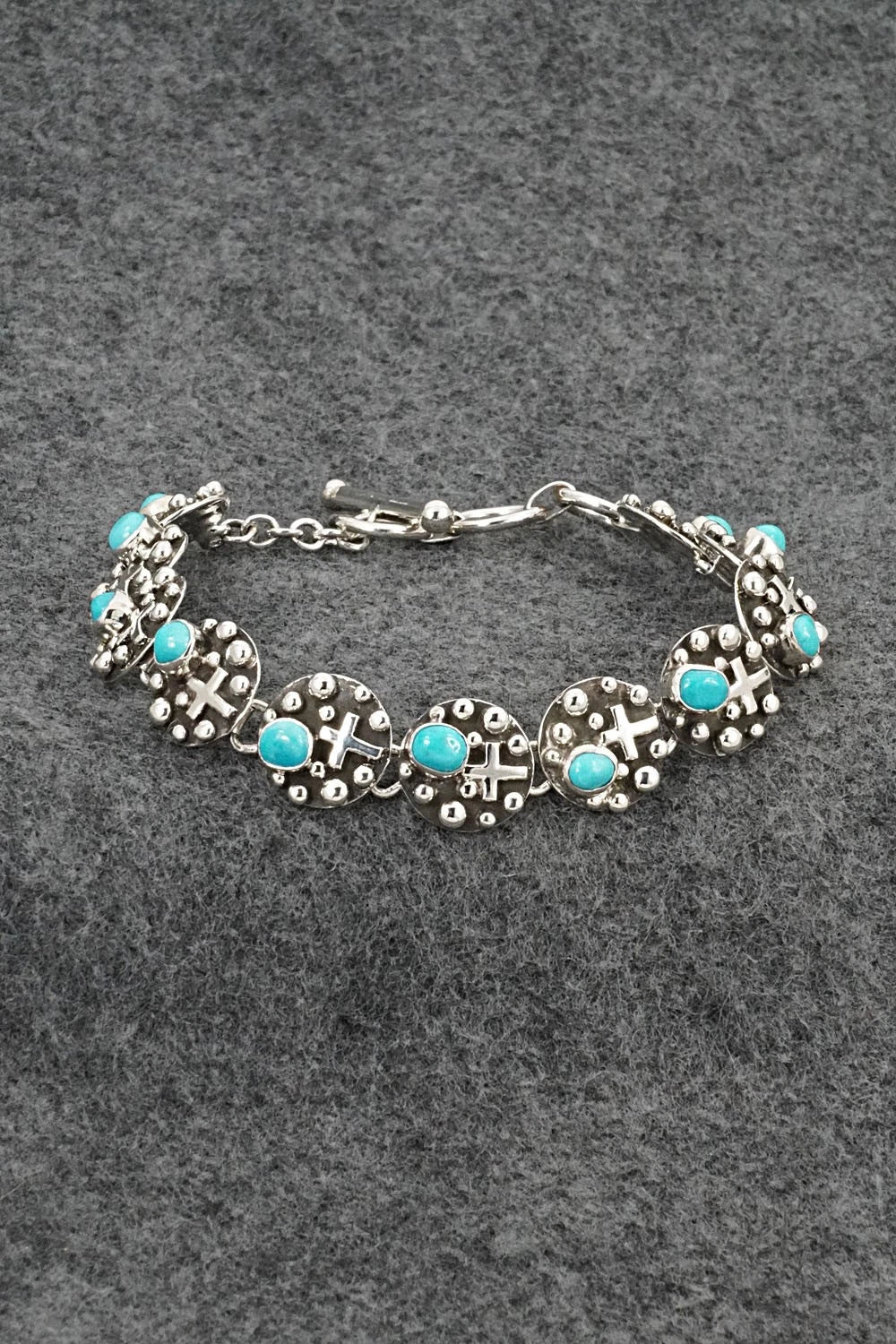 Turquoise & Sterling Silver Link Bracelet - Akee Douglas