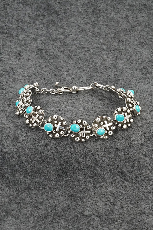 Turquoise & Sterling Silver Link Bracelet - Akee Douglas