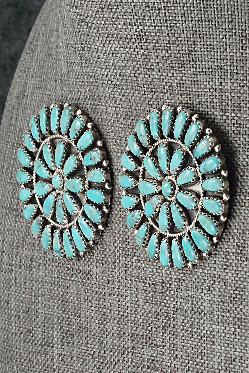 Turquoise and Sterling Silver Earrings - Zeita Begay
