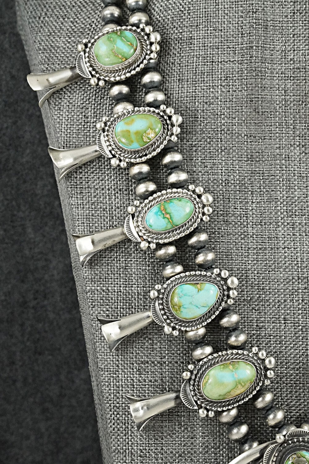 Turquoise & Sterling Silver Squash Blossom Set - Tom Lewis