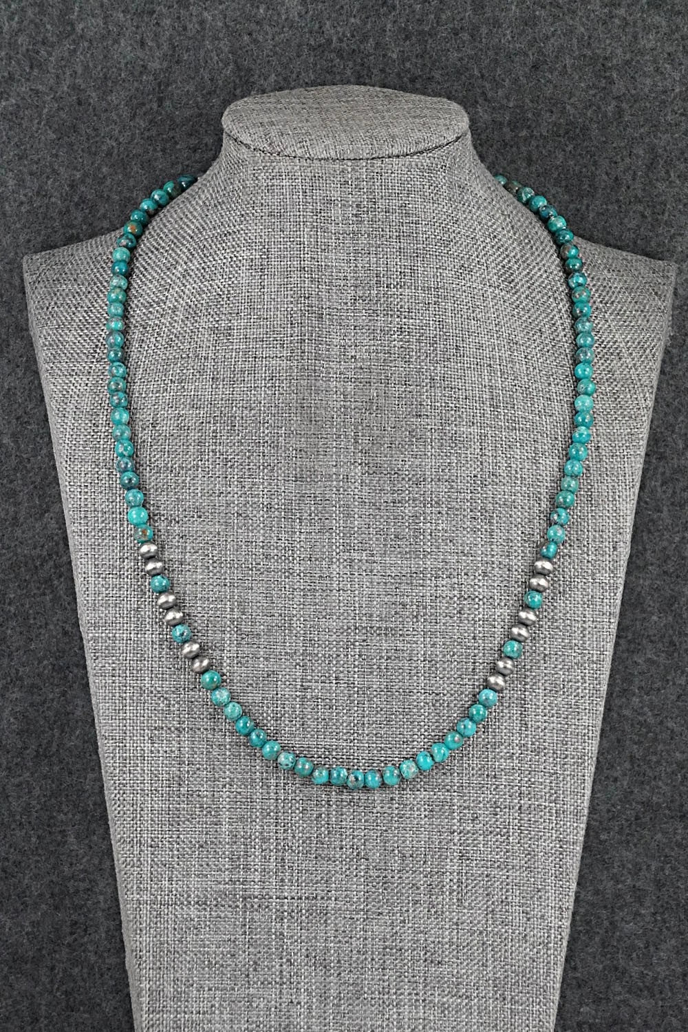 Turquoise & Sterling Silver Necklace 18" - Doreen Jake