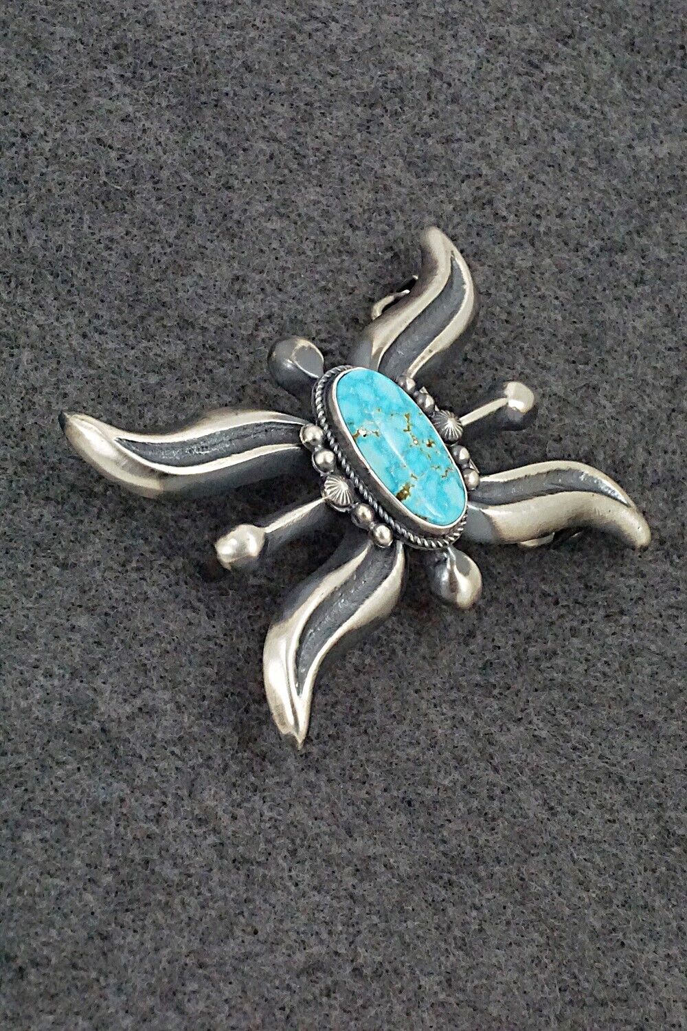 Turquoise & Sterling Silver Belt Buckle - Harrison Bitsue