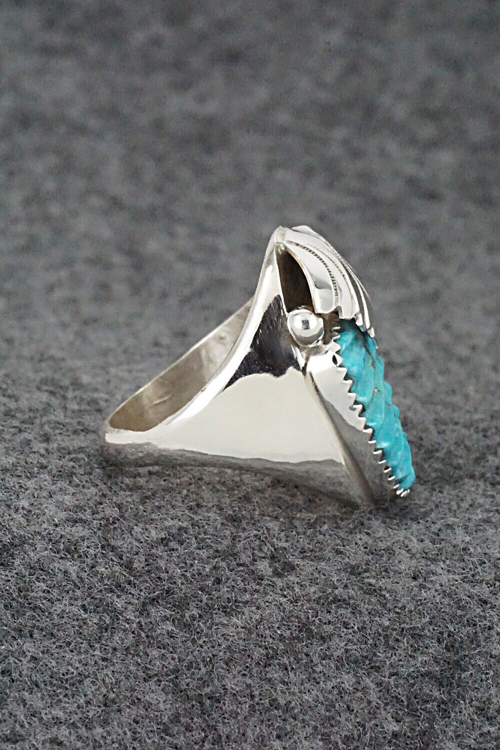 Turquoise & Sterling Silver Ring - Lyolita Tsattie - Size 8.5