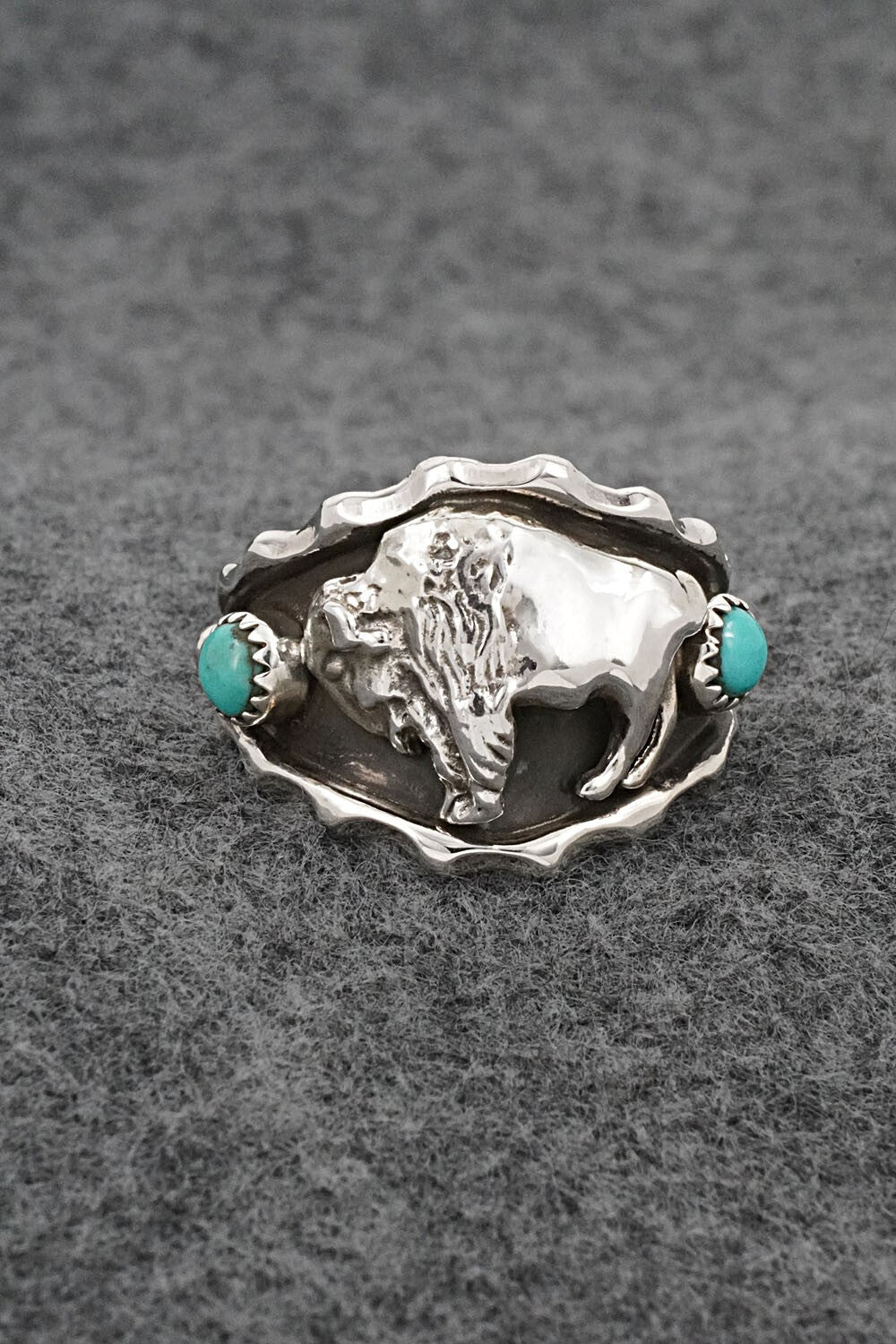 Turquoise & Sterling Silver Ring - Genevieve Francisco - Size 13
