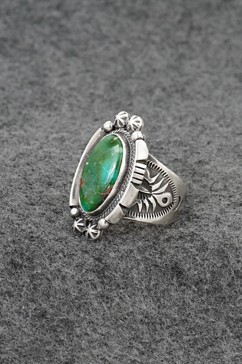 Turquoise & Sterling Silver Ring - Samuel Yellowhair - Size 8