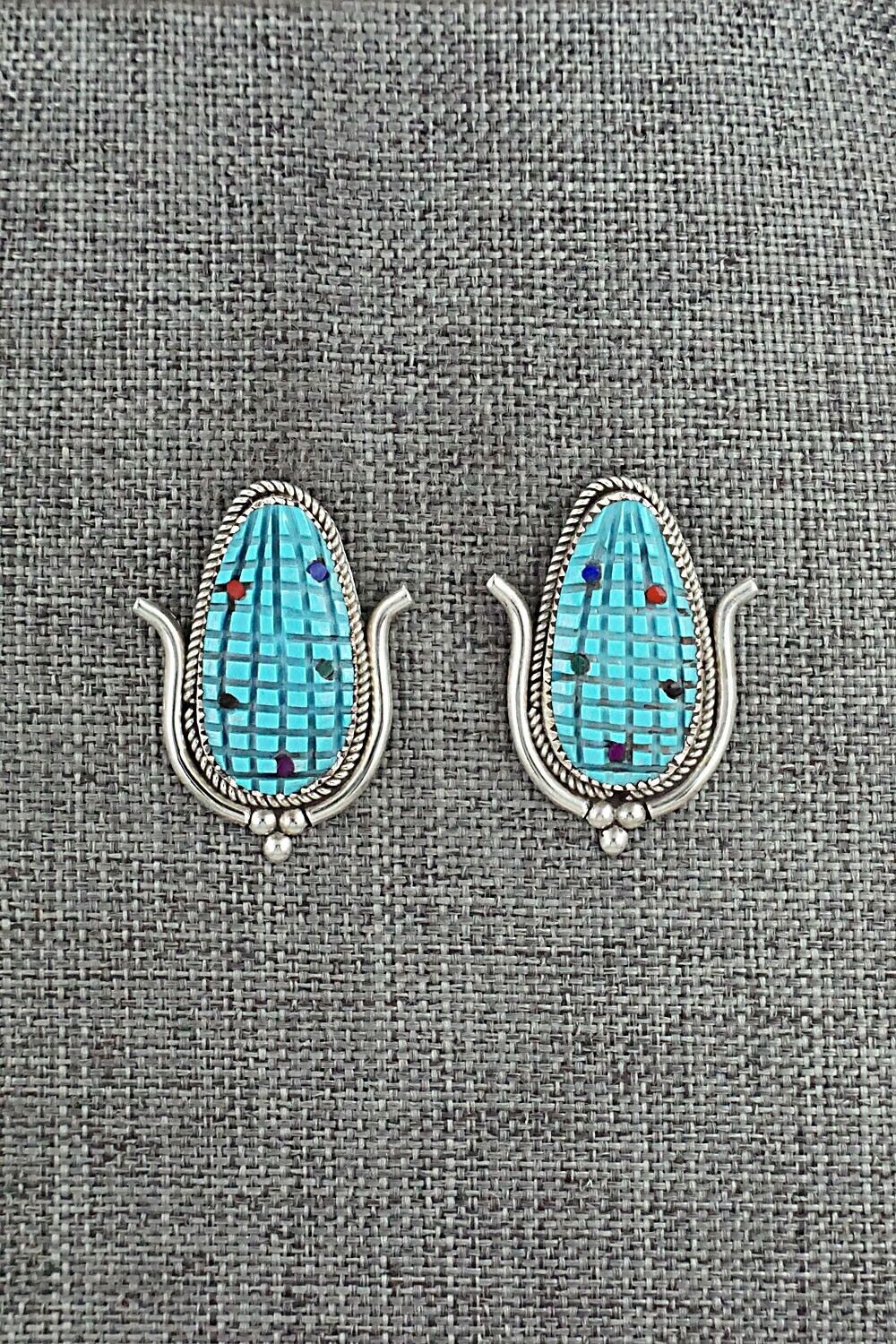 Turquoise & Sterling Silver Earrings - Tracy Bowekaty