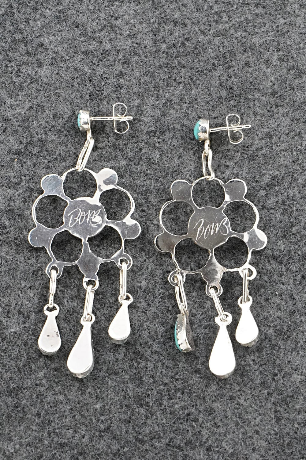 Turquoise & Sterling Silver Earrings - Vivianita Booqua