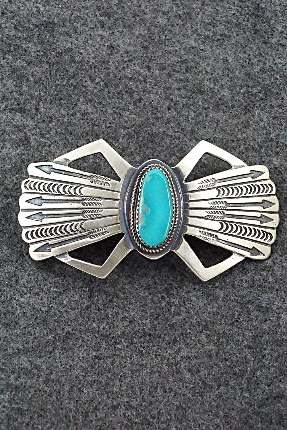 Turquoise & Sterling Silver Hair Barrette - Martha Cayatineto
