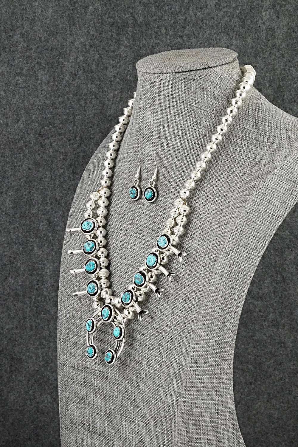 Turquoise & Sterling Silver Squash Blossom Set - Phil Garcia