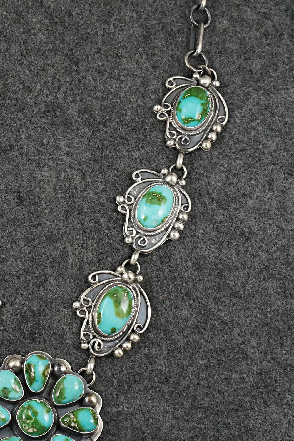 Turquoise & Sterling Silver Necklace and Earrings Set - Kathleen Livingston