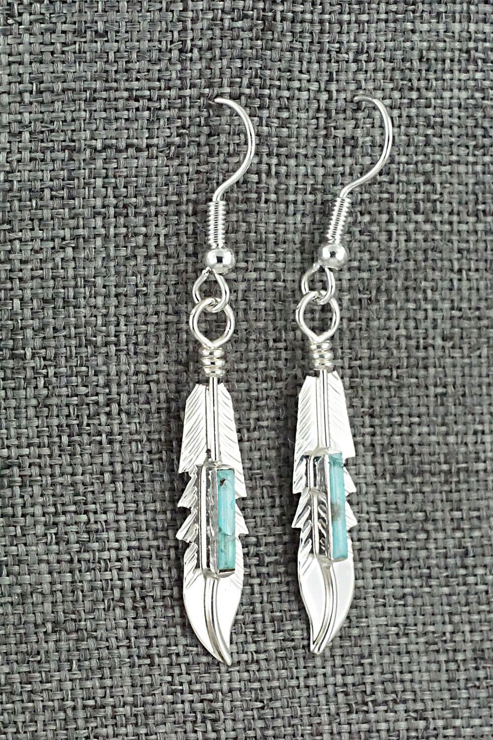 Turquoise & Sterling Silver Inlay Earrings - Allen Barney