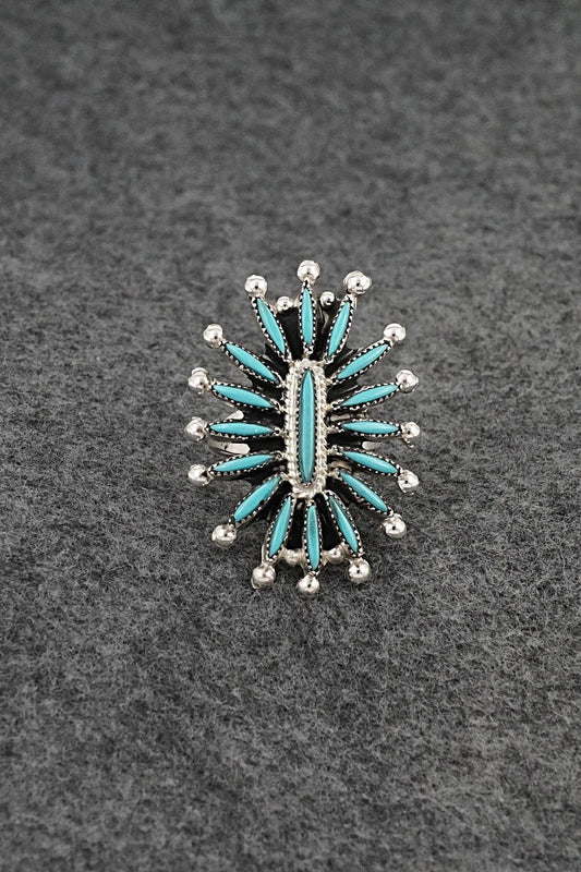 Turquoise & Sterling Silver Ring - Jack Etsate - Size 7.5