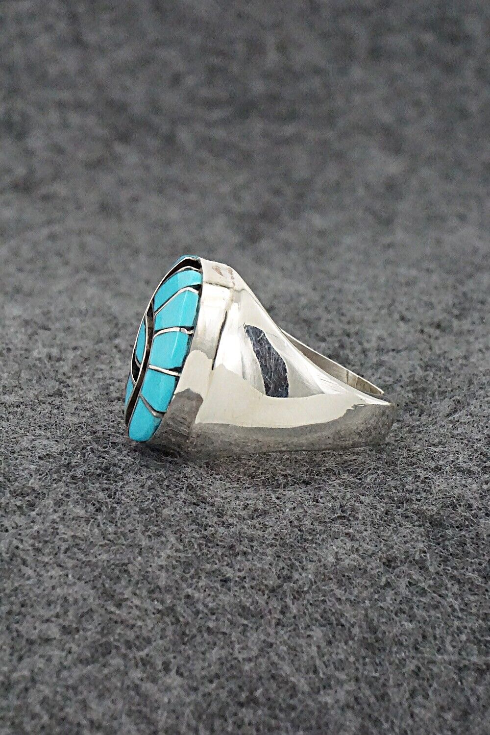 Turquoise & Sterling Silver Inlay Ring - Amy Wesley - Size 9