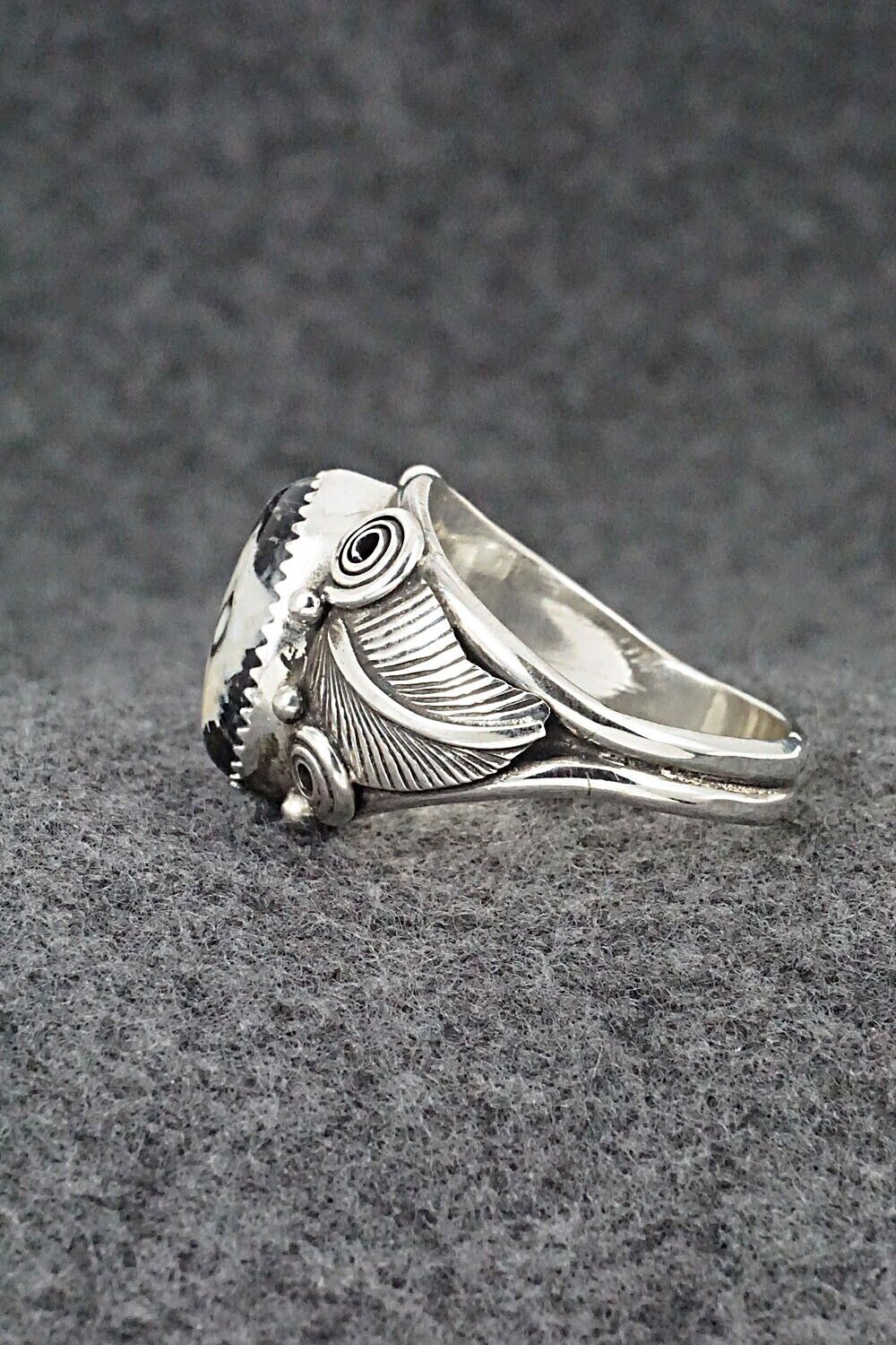 White Buffalo & Sterling Silver Ring - Davey Morgan - Size 13.5