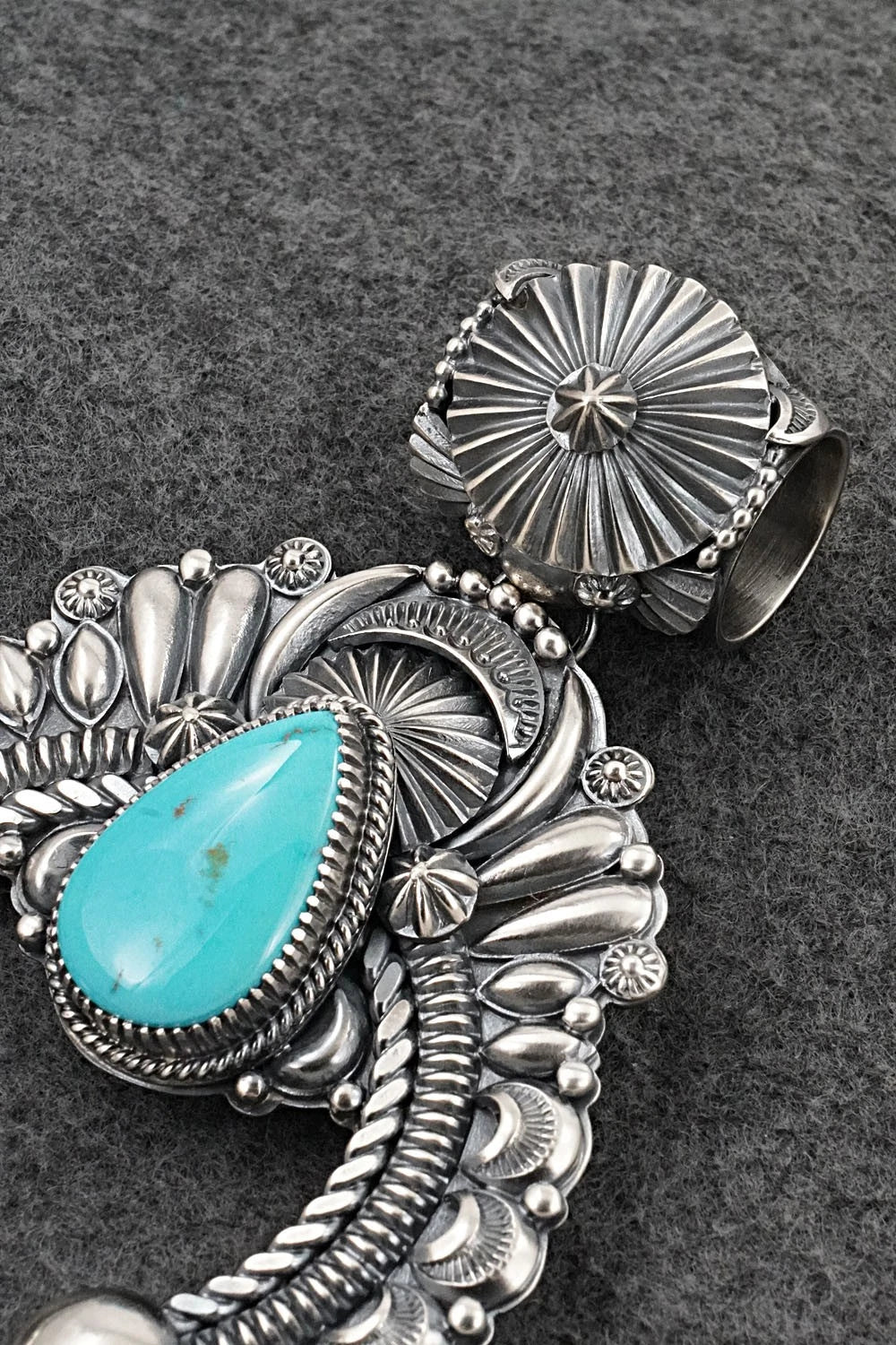 Turquoise & Sterling Silver Naja Pendant - Delbert Gordon