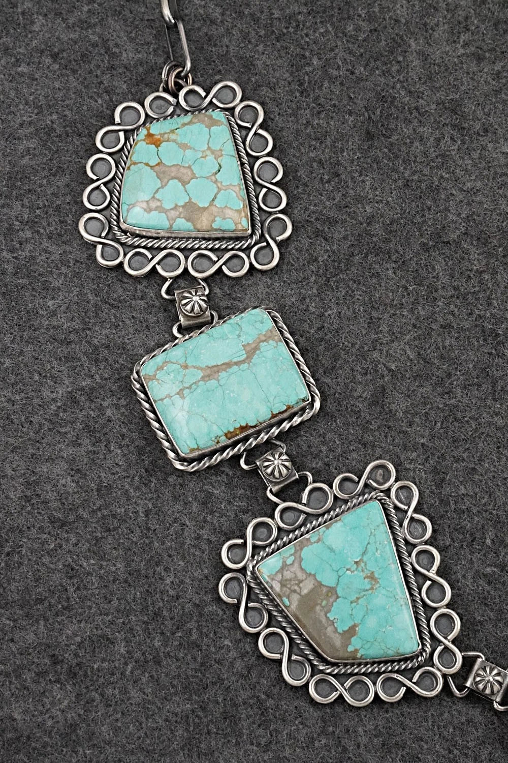 Turquoise & Sterling Silver Necklace and Earrings Set - Paul Livingston
